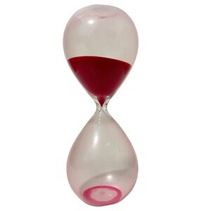 30 Minute Hourglass Sand Timer Pink and Clear Glass Office Paperweight Decor